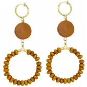 Charme Bijoux Klem Oorbellen- hout- bruin-geen gaatje-