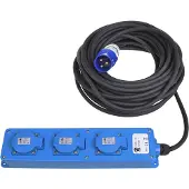 Proplus CEE 3-weg Stekkerdoos - 20 Meter - 3 Stopcontacten - Verlengsnoer - Verlengkabel - 2xSchuko + 1x2-USB - Blauw