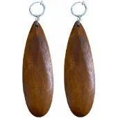 Charme Bijoux Klem oorbellen-Luci Hout-Bruin-Lang-geen gaatje-