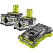 Ryobi 2x 5,0Ah Lithium accu's en lader ONE 18V