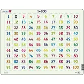 Larsen Puzzles Getallen 1–100 – Puzzel – Leren rekenen – Getallen – Educatieve legpuzzel voor kinderen – 100 stukjes – Gemaakt in Noorwegen – Extra dikke 2,5 mm stukjes – Tray met vaste rand