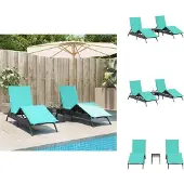 vidaXL Ligbedden 2 st met tafel poly rattan zwart (alleen VS)