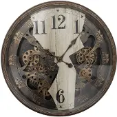 Clayre & Eef Wandklok, diameter 76 cm, hoogte 10 cm, bruinbeige kunststof