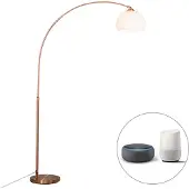 QAZQA Smart booglamp koper incl. A60 Wifi - Arc Basic