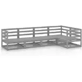 vidaXL 5-delige loungeset voor de tuin, grijs, massief grenenhout