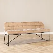 Livin24 Velvet eetkamerbank Janna taupe 220 cm