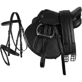QHP - Compleet Zadelset - Maat Pony - Black