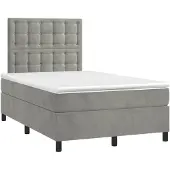 vidaXL Boxspring met matras fluweel lichtgrijs 120x190 cm