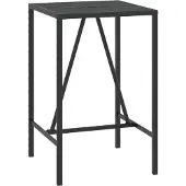 vidaXL Bartafel met glazen blad 70x70x110 cm poly rattan zwart