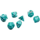 Chessex Marble Mini-Polyhedral Oxi-Copper/white Dobbelsteen Set (7 stuks)