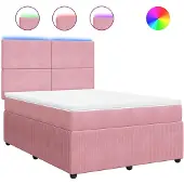 vidaXL Boxspring met matras fluweel roze 140x190 cm