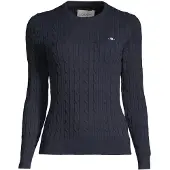 Gant Dames Trui met ronde hals in marineblauwe stretchkatoenen jersey met achten breisel (S), Casual 4800100