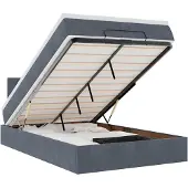 vidaXL Bed poef met matras 120x190 cm fluweel donkergrijs