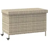 vidaXL Tuinkist met wielen, lichtgrijs, 110x55x73 cm, polyrotan