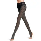 Falke Snow Dot gedessineerd materiaal transparent 25 DEN panty dames zwart - maat M-L