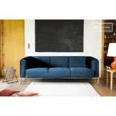 PIB 3-zits bank van blauw fluweel Viela