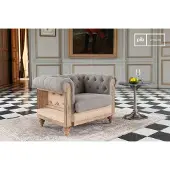 PIB Grijze Chesterfield fauteuil van linnen en katoen Montaigu