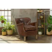 PIB Fauteuil van volnerf leer in hazelnootkleur Neoturner