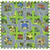 Juskys Kinderpuzzelmat - Jascha - 9-delig - Stad met straten design