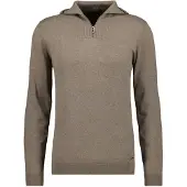 Ragman Modern Fit Half-Zip Sweater kameel, Effen