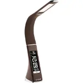 Avide LED Bureaulamp Dimbaar 6W - Met Kalender + Alarm + Klok + Thermometer Functie - Flexibele Nek - 350 lumen - Bruin