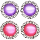 Charme Bijoux 2 Paar-Clip oorbellen-1.5 cm-Kunststof-Paars-midden roze