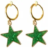 Charme Bijoux Klem oorbellen -groene -ster- goudkleurig