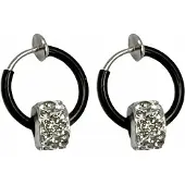 Charme Bijoux Klem oorbellen-Zwart-Strass-Oorringen-geen gaatje-