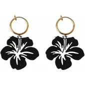 Charme Bijoux Klem oorbellen- Zwart- pioenroos- Goudkeurig-geen gaatje-