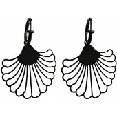 Charme Bijoux Klem oorbellen- Waaier- zwart-geen gaatje-