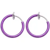 Charme Bijoux klem Oorringen -paars -12 mm-geen gaatje-