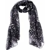 Charme Bijoux Shawl- Muzieknoten- Zwart- Polyester -