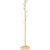 QUVIO Staande kapstok hout - 175 cm hoog - 8 ophanghaken - Lichtbruin