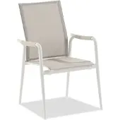 Niehoff Costa hoge rugleuning aluminium/textileen ivoor/taupe stapelbaar 4 stuks