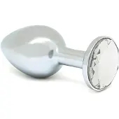 Rimba XS - transparante steentjes, metalen buttplug (zilver)