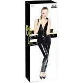 Black Level - Mouwloze Lak Jumpsuit - Zwart