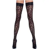Cottelli Legwear - hold-up kousen - panterprint - zwart