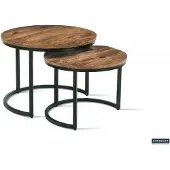 Molecule Salontafelset goja 2-delig mangohout met metalen frame industrieel design