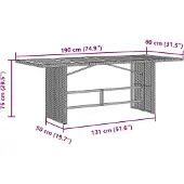 vidaXL Tuintafel met acaciahouten blad 190x80x75 cm poly rattan grijs