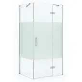 Maxaro Diamond Douchecabine | 100x80 cm Chroom Helder met matte strook Draaideur Rechthoek