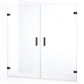 Maxaro Diamond Douchedeur | 195 cm Zwart chroom Helder glas Draaideur