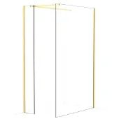 Maxaro Diamond Inloopdouche | 130x30 cm Lichtgoud Helder glas 2 vaste wanden