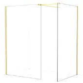 Maxaro Diamond Inloopdouche | 130x120 cm Lichtgoud Helder glas 2 vaste wanden