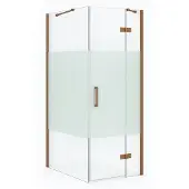 Maxaro Diamond Douchecabine | 90x80 cm Koper Helder met matte strook Draaideur Rechthoek