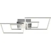 Briloner LED-plafondlamp Frames, dimbaar, alu / grijs / zink, Woon-/ Eetkamer, metaal, Modern, LED plafondlamp