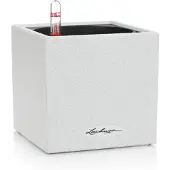 Lechuza CANTO Stone 40 low - plantenbak - met uitneembare binnenbak - met bewateringssysteem - ALL-IN-ONE set met LECHUZA-PON - kwarts wit