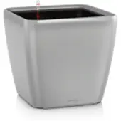 Lechuza QUADRO Premium LS 28 - Plantenbak - met uitneembare binnenbak - met bewateringssysteem - ALL-IN-ONE set met LECHUZA-PON - zilver metallic