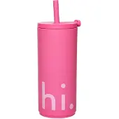 Design Letters Travel Life thermosfles met rietje 50 cl Hi-cherry pink