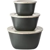 Koziol Connect Stockholm schaal+deksel 3 delen biocirk plastic Nature ash grey