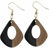 Charme Bijoux Oorbellen-Manon-Goudkleurig-Hout-Zwart-Bruin-Zilver -